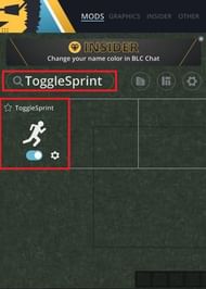 The toggled sprint mod option (Image via Badlion Client)